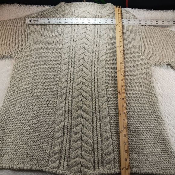 J.Jill Cable Knit Sweater Crewneck Long Sleeve Tunic Length Cotton Blend Large.. - Picture 8 of 10